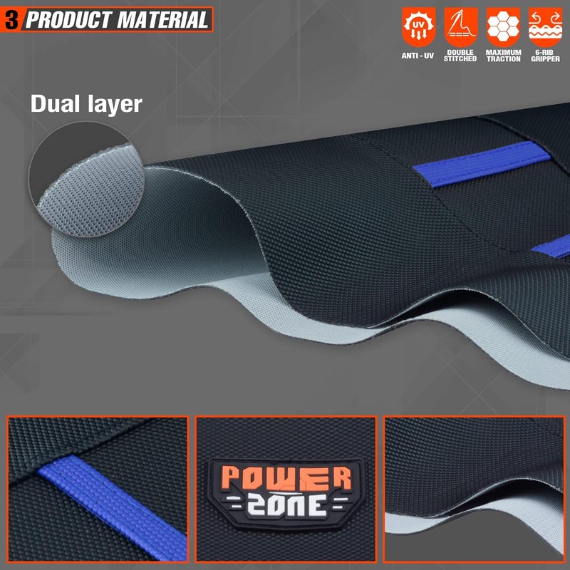 fewfuss Universial Dirt Bike Seat Cover - Soft Ribbed Rubber Seat Covers for Motorcross Enduro Blue - Image 4